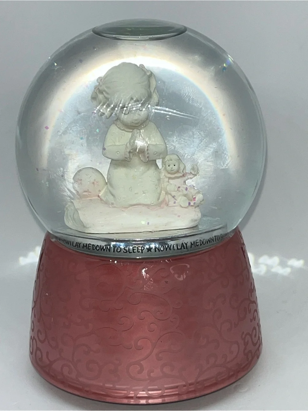 Prayer Girl Snow Globe Figurine Playing ‘The Lord is my Shepherd’